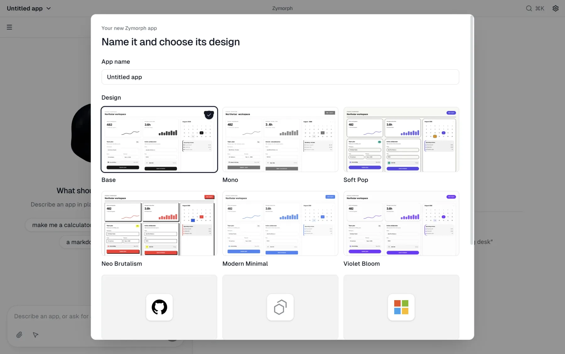 First launch with the app name and design choices